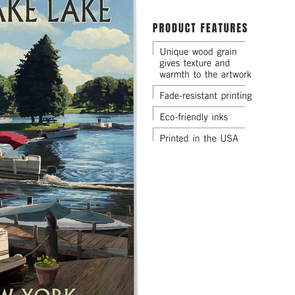 Copake Lake, New York, Painterly, Boats on the Marina, Wood Signs and Postcards Wood Lantern Press 