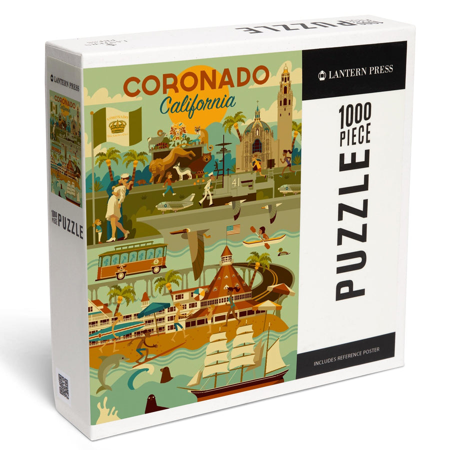 Coronado, California, Geometric, Jigsaw Puzzle Puzzle Lantern Press 