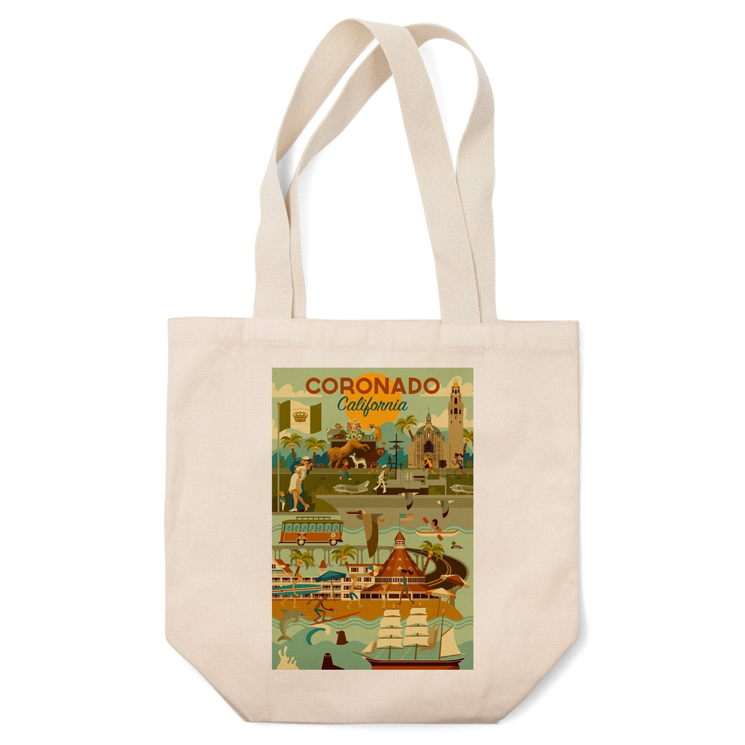 Coronado, California, Geometric, Tote Bag Totes Lantern Press 