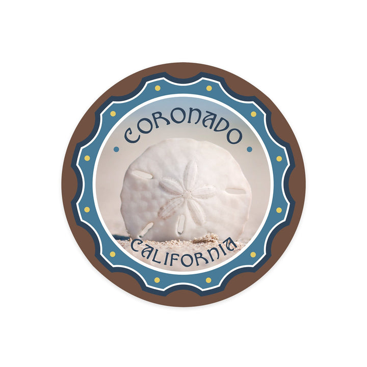 Coronado, California, Sand Dollar and Beach, Contour, Vinyl Sticker Sticker Lantern Press 