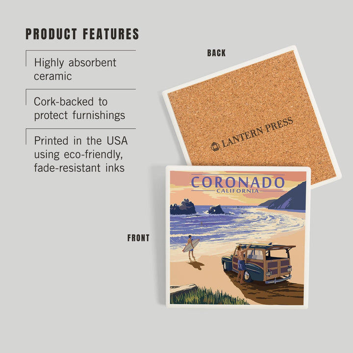 Coronado, California, Woody on the Beach, Coasters Coasters Lantern Press 