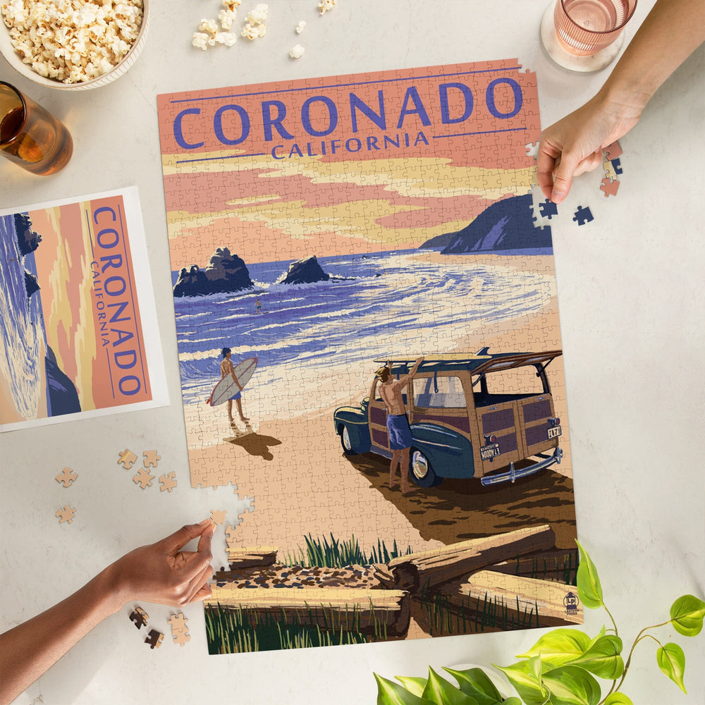 Coronado, California, Woody on the Beach, Jigsaw Puzzle Puzzle Lantern Press 