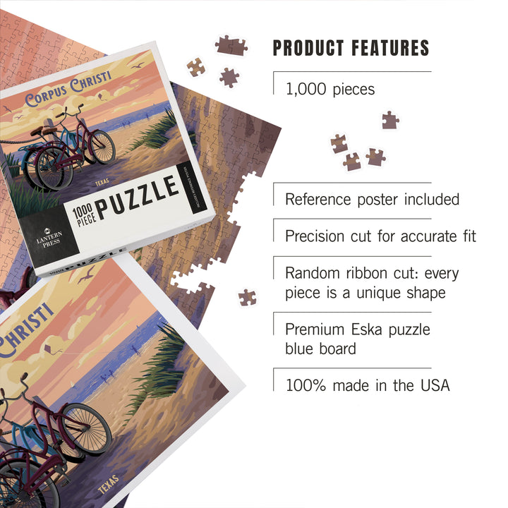 Corpus Christi, Texas, The Beach Is Calling, Beach Bikes, Point Lookout, Jigsaw Puzzle Puzzle Lantern Press 