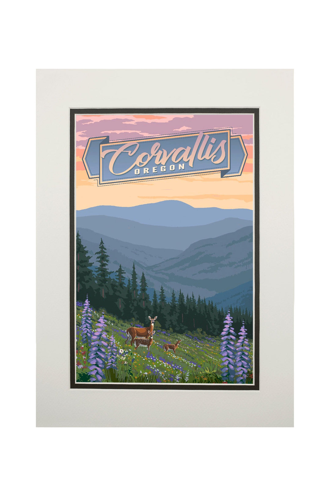 Corvallis, Oregon, Deer and Spring Flowers, Art & Giclee Prints - Lantern Press