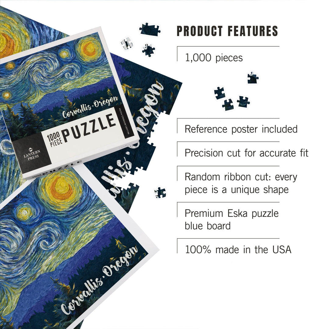 Corvallis, Oregon, Starry Night, Jigsaw Puzzle - Lantern Press