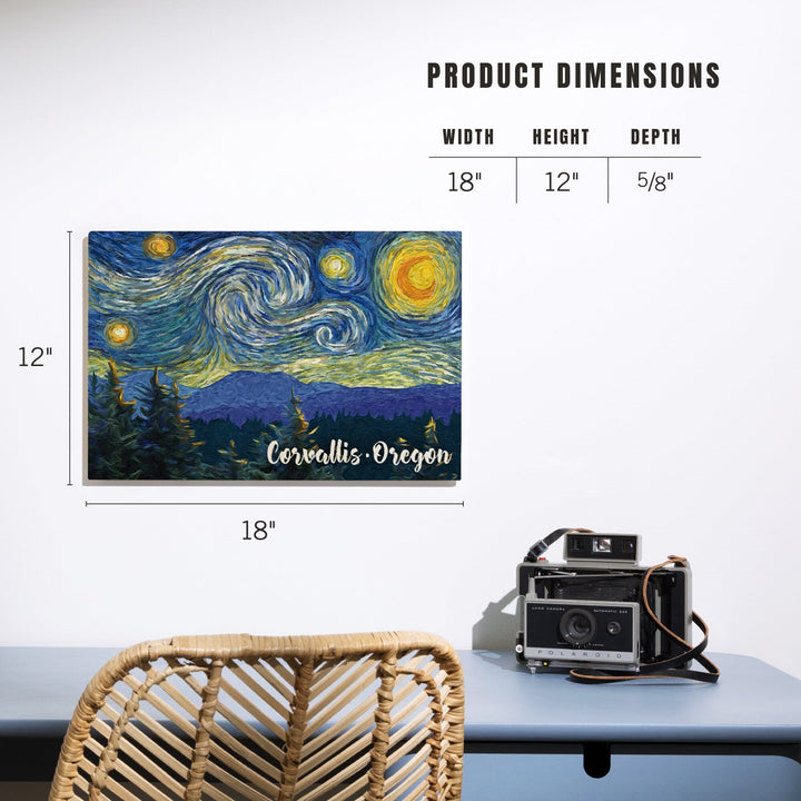 Corvallis, Oregon, Starry Night, Lantern Press Artwork, Wood Signs and Postcards - Lantern Press