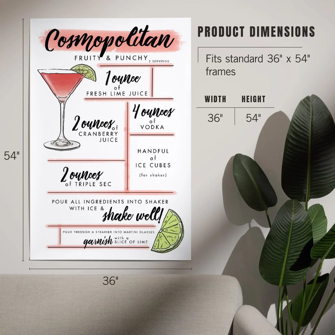 Cosmopolitan, Cocktail Recipe art prints, metal signs – Lantern Press cosmopolitan-cocktail-recipe-art-prints-metal-signs-lantern-press
