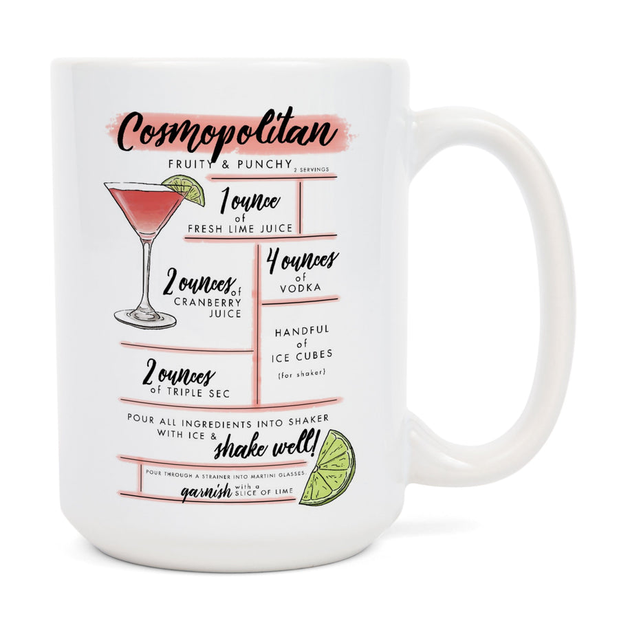 Cosmopolitan, Cocktail Recipe, Lantern Press Artwork, Ceramic Mug Mugs Lantern Press 
