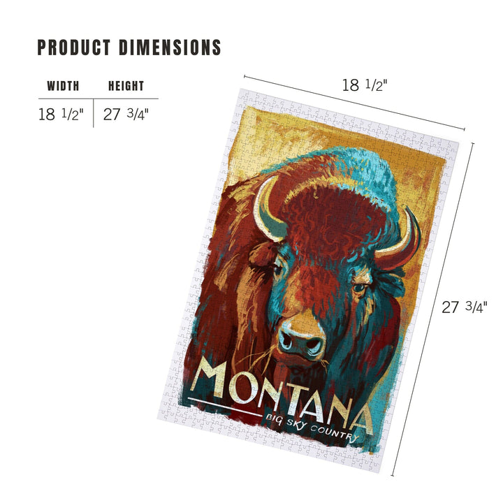Country, Montana, Bison, Vivid, Jigsaw Puzzle Puzzle Lantern Press 