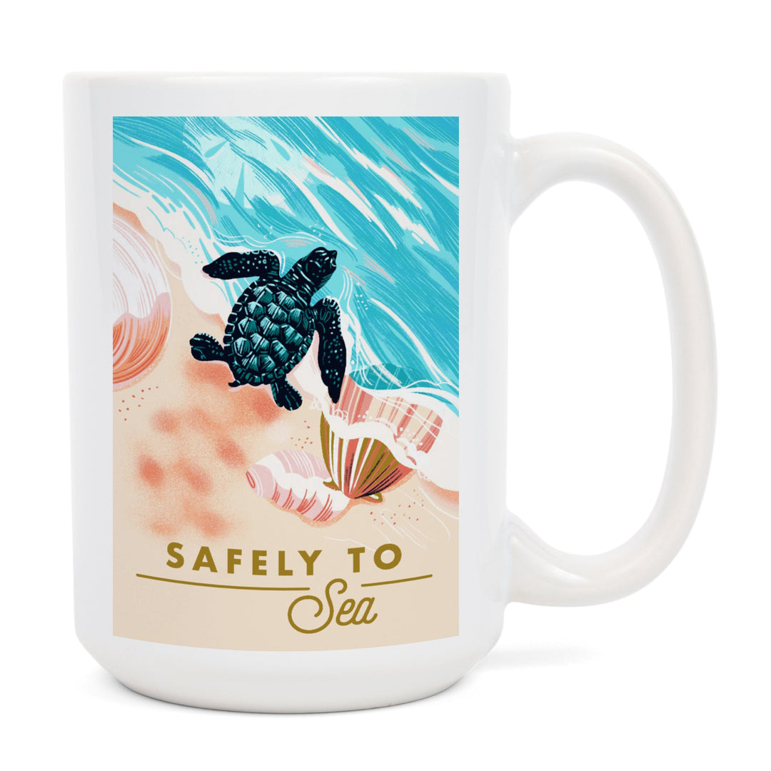 Courageous Explorer Collection, Turtle and Shells, Safely to Sea, Ceramic Mug Mugs Lantern Press 