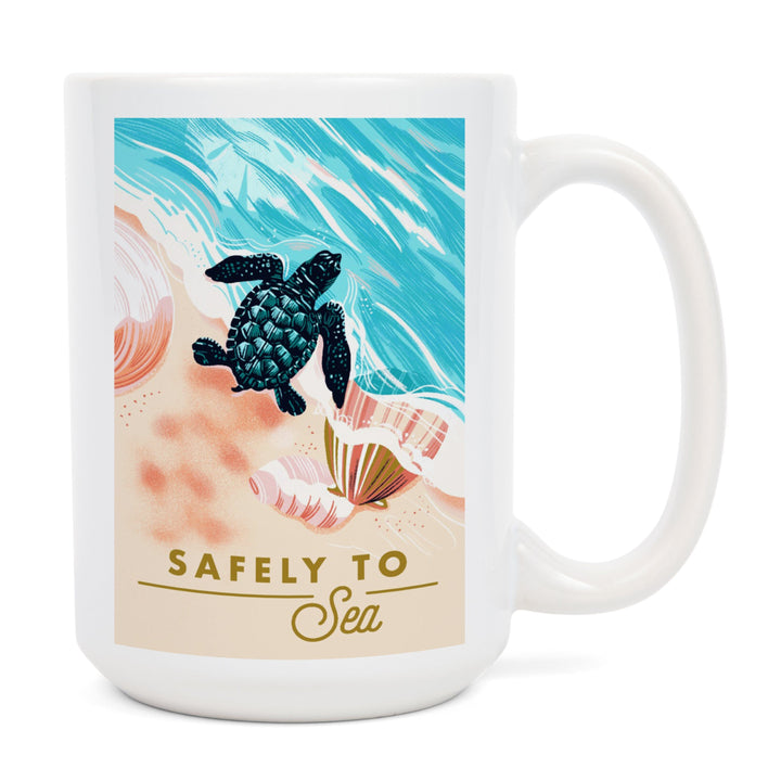Courageous Explorer Collection, Turtle and Shells, Safely to Sea, Ceramic Mug Mugs Lantern Press 