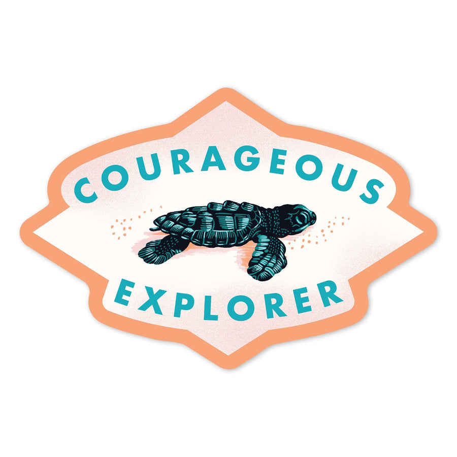 Courageous Explorer Collection, Turtle, Contour, Vinyl Sticker Sticker Lantern Press 