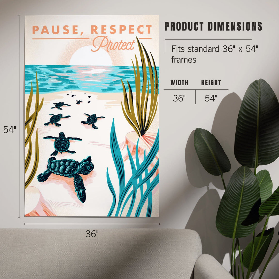Courageous Explorer Collection, Turtles on Beach, Pause Respect Protect, Art & Giclee Prints Art Lantern Press 