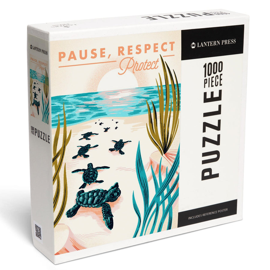 Courageous Explorer Collection, Turtles on Beach, Pause Respect Protect, Jigsaw Puzzle Puzzle Lantern Press 