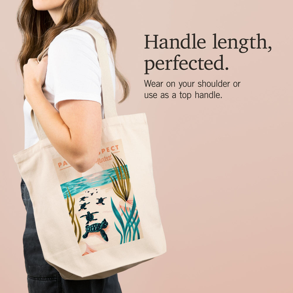 Courageous Explorer Collection, Turtles on Beach, Pause Respect Protect, Tote Bag Totes Lantern Press 