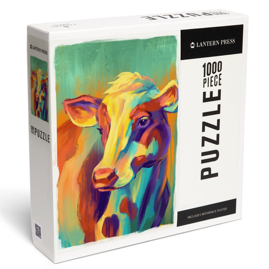 Cow, Vivid, Jigsaw Puzzle Puzzle Lantern Press 