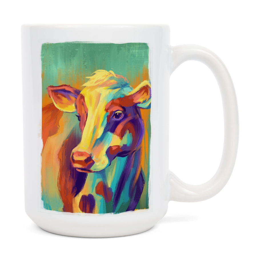 Cow, Vivid, Lantern Press Artwork, Ceramic Mug Mugs Lantern Press 