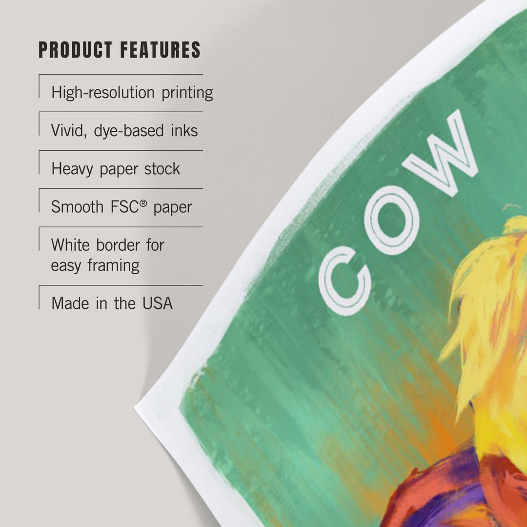 Cow, Vivid Series, Art & Giclee Prints Art Lantern Press 