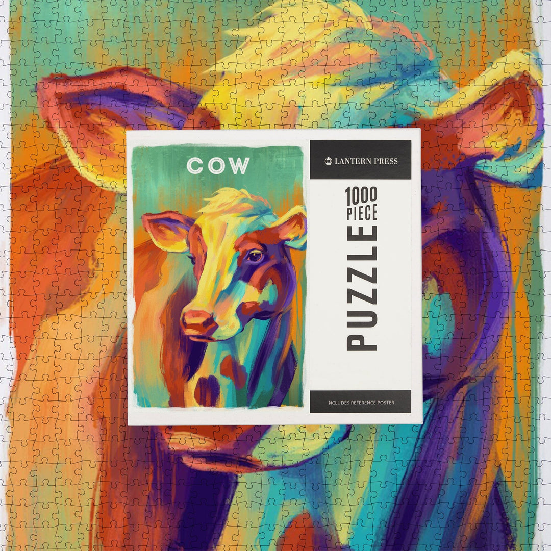 Cow, Vivid Series, Jigsaw Puzzle Puzzle Lantern Press 