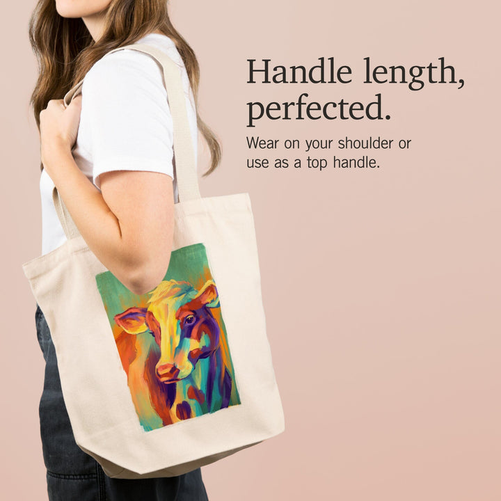 Cow, Vivid, Tote Bag Totes Lantern Press 
