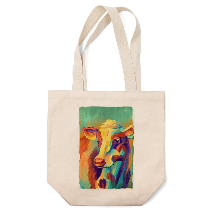 Cow, Vivid, Tote Bag Totes Lantern Press 