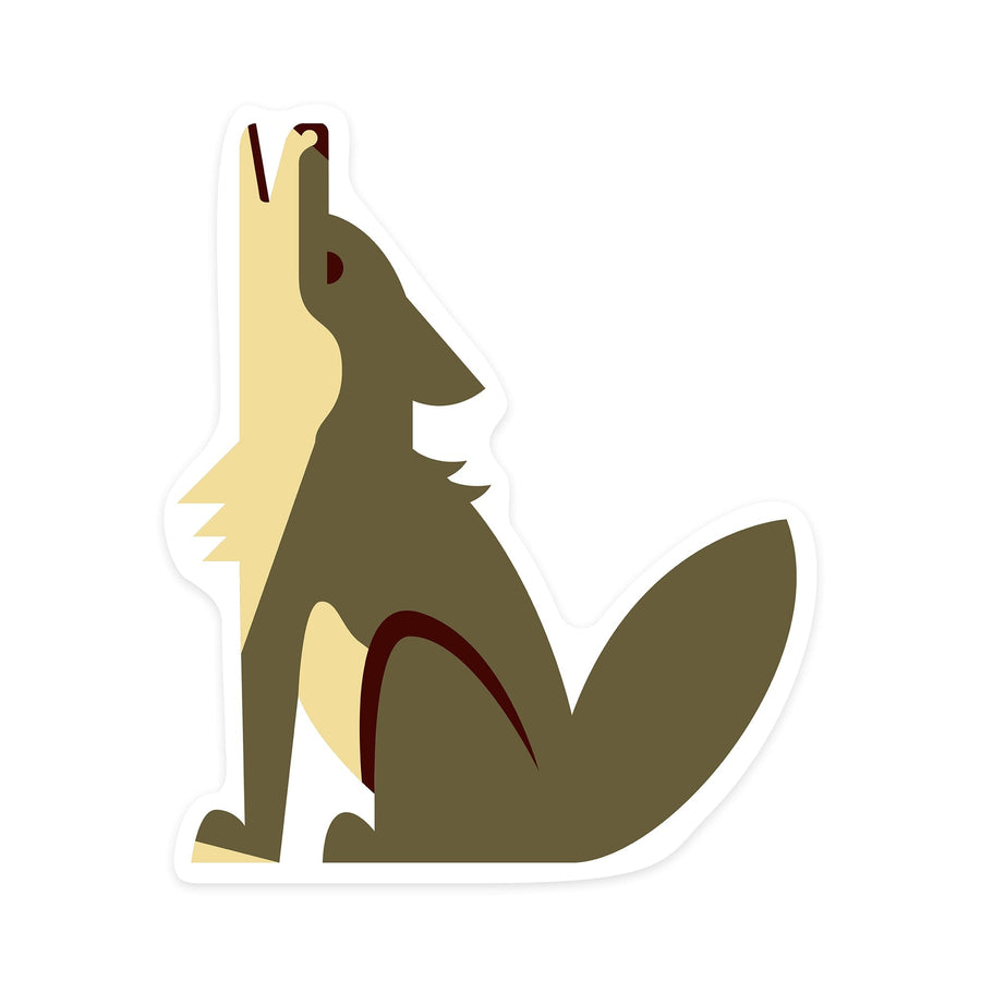 Coyote, Geometric, Contour, Vinyl Sticker Sticker Lantern Press 