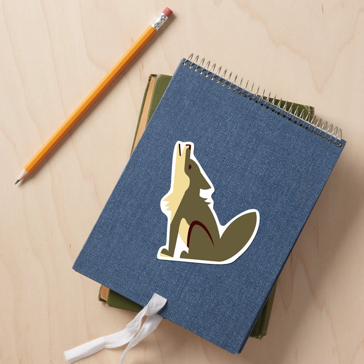 Coyote, Geometric, Contour, Vinyl Sticker Sticker Lantern Press 