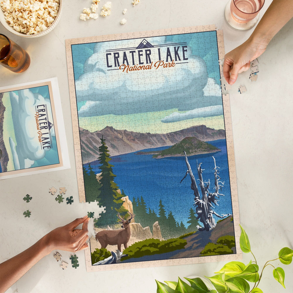 Crater Lake National Park, Lithograph National Park Series, Jigsaw Puzzle Puzzle Lantern Press 