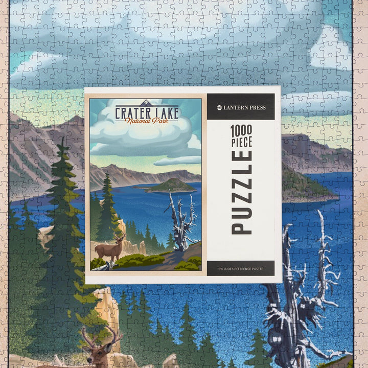 Crater Lake National Park, Lithograph National Park Series, Jigsaw Puzzle Puzzle Lantern Press 