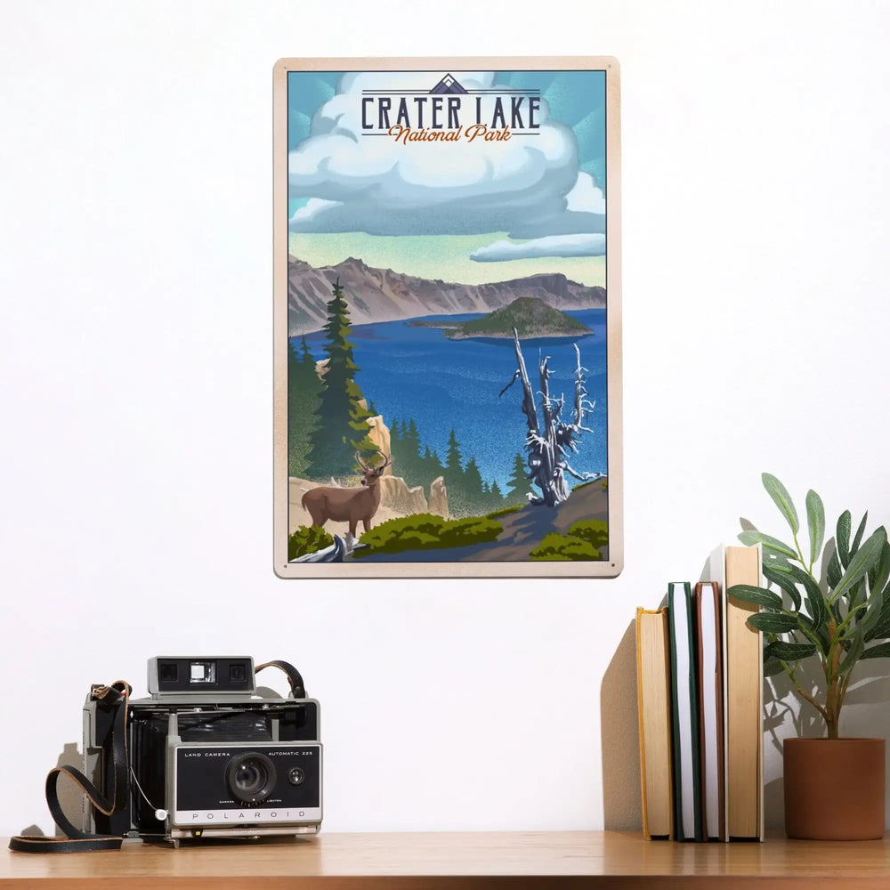 Crater Lake National Park, Lithograph National Park Series, Metal Signs Metal Lantern Press 
