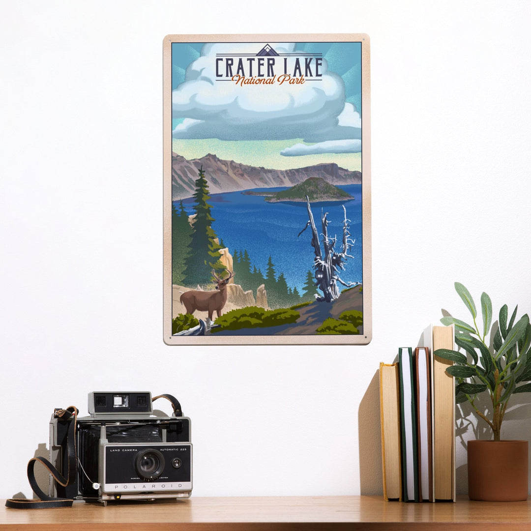 Crater Lake National Park, Lithograph National Park Series, Metal Signs Metal Lantern Press 