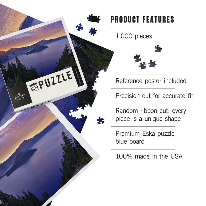 Crater Lake National Park, Oregon, Aerial View, Jigsaw Puzzle Puzzle Lantern Press 
