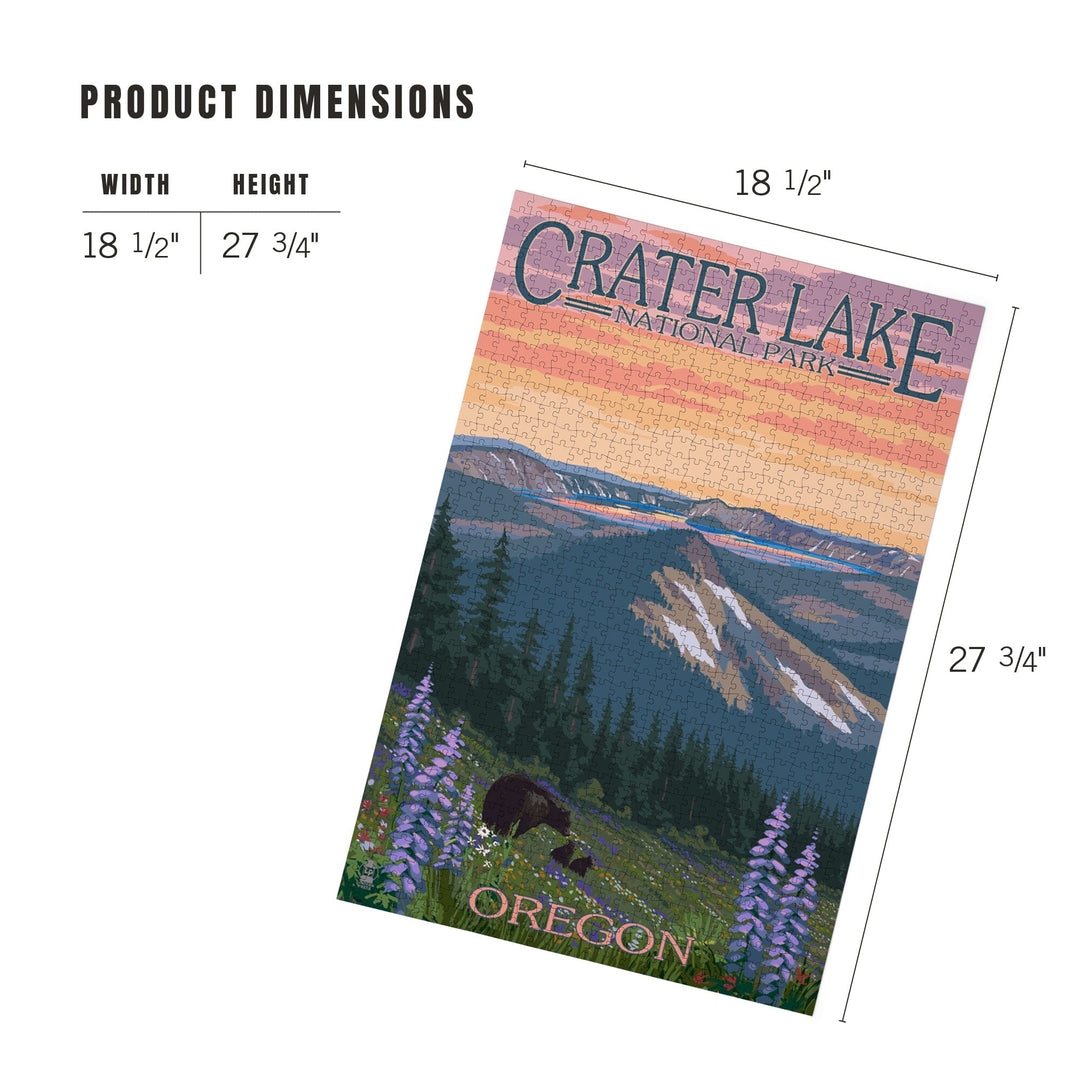 Crater Lake National Park, Oregon, Bear and Spring Flowers, Jigsaw Puzzle Puzzle Lantern Press 