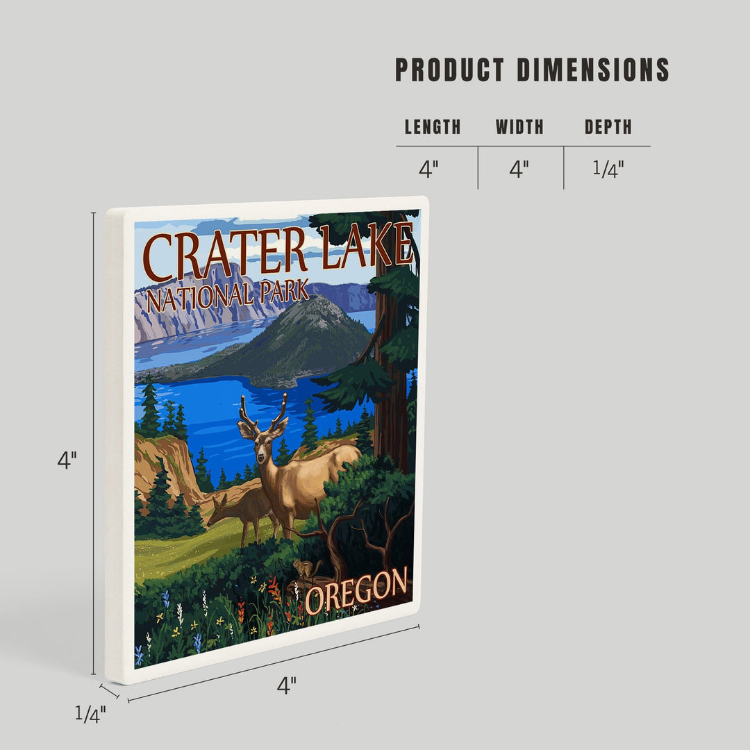 Crater Lake National Park, Oregon, Deer Family,, Coasters Coasters Lantern Press 