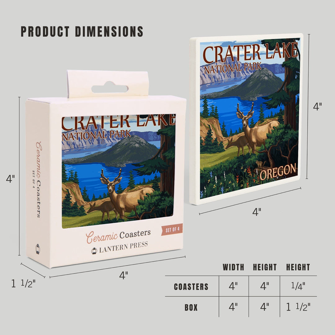 Crater Lake National Park, Oregon, Deer Family,, Coasters Coasters Lantern Press 