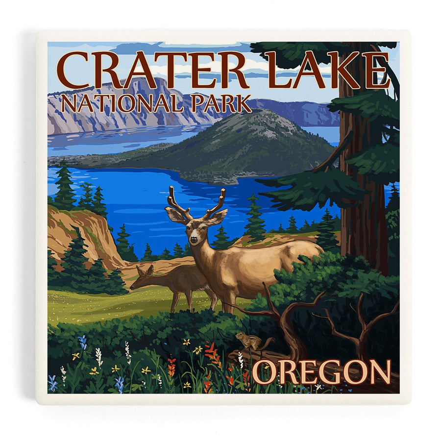 Crater Lake National Park, Oregon, Deer Family,, Coasters Coasters Lantern Press 