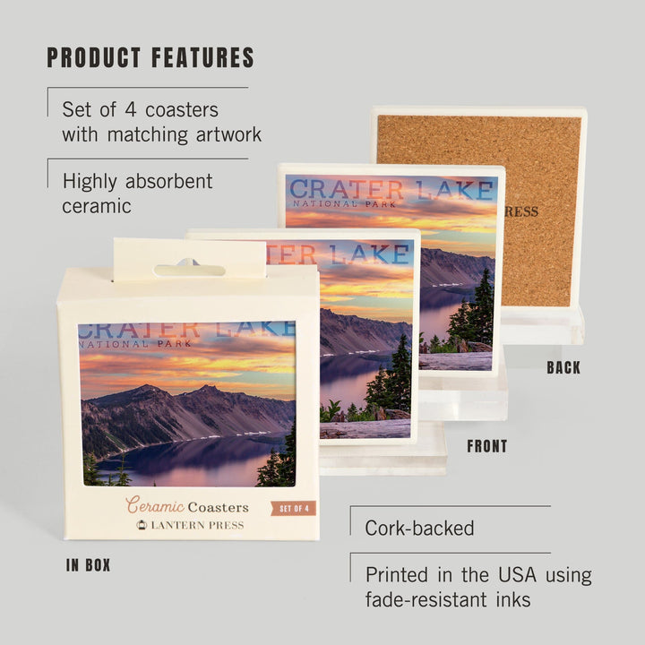 Crater Lake National Park, Oregon, Early Morning At Crater Lake, Coasters Coasters Lantern Press 