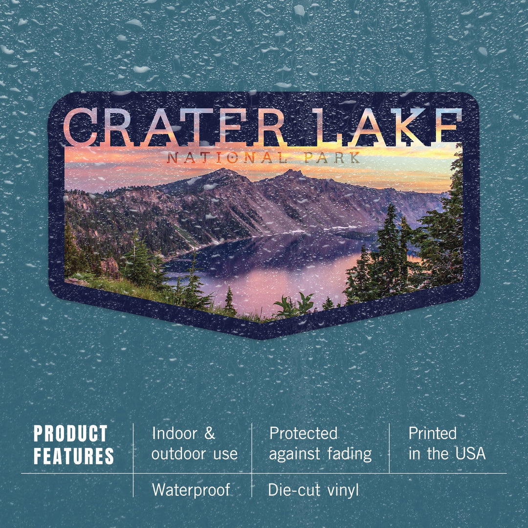 Crater Lake National Park, Oregon, Early Morning At Crater Lake, Contour, Vinyl Sticker Sticker Lantern Press 