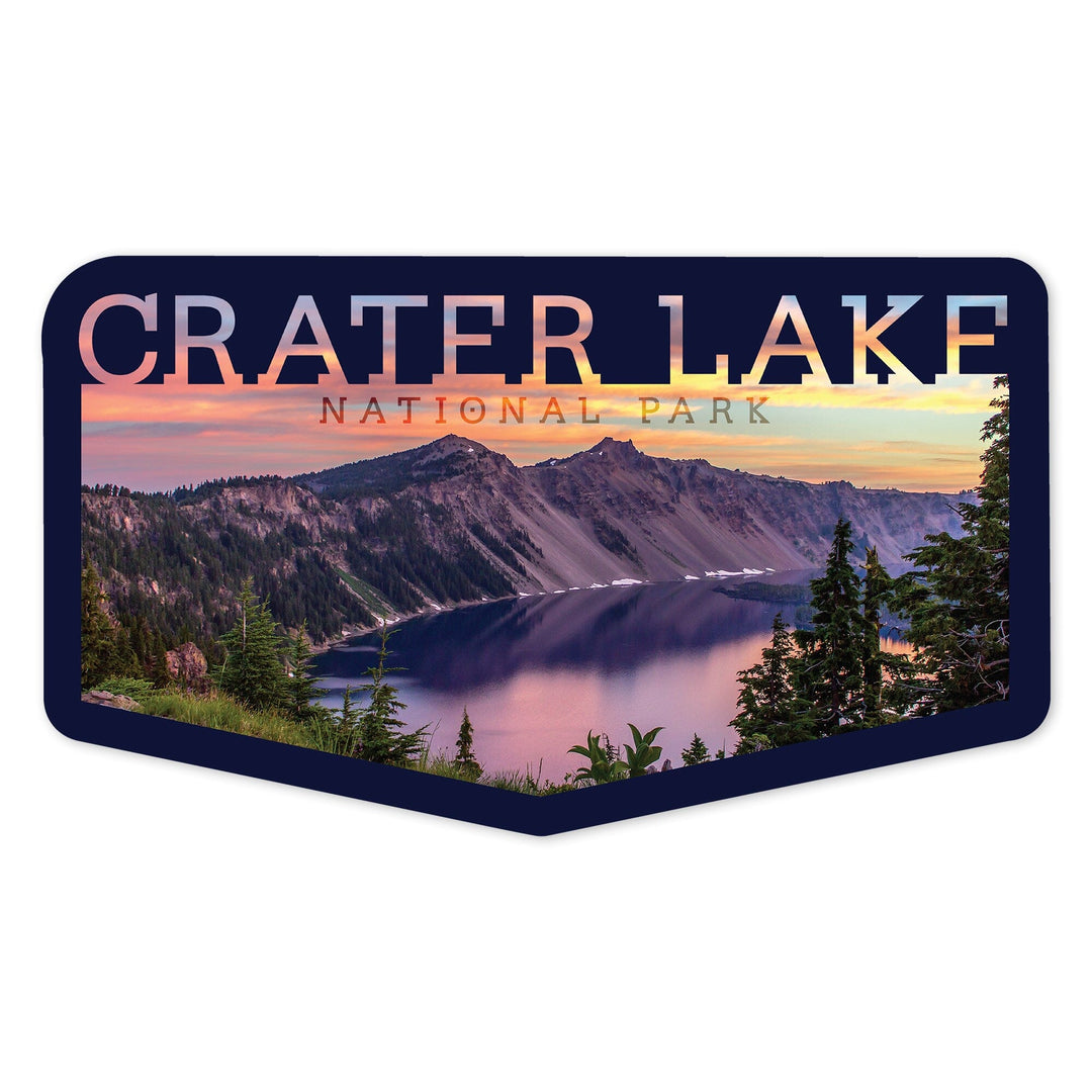 Crater Lake National Park, Oregon, Early Morning At Crater Lake, Contour, Vinyl Sticker Sticker Lantern Press 