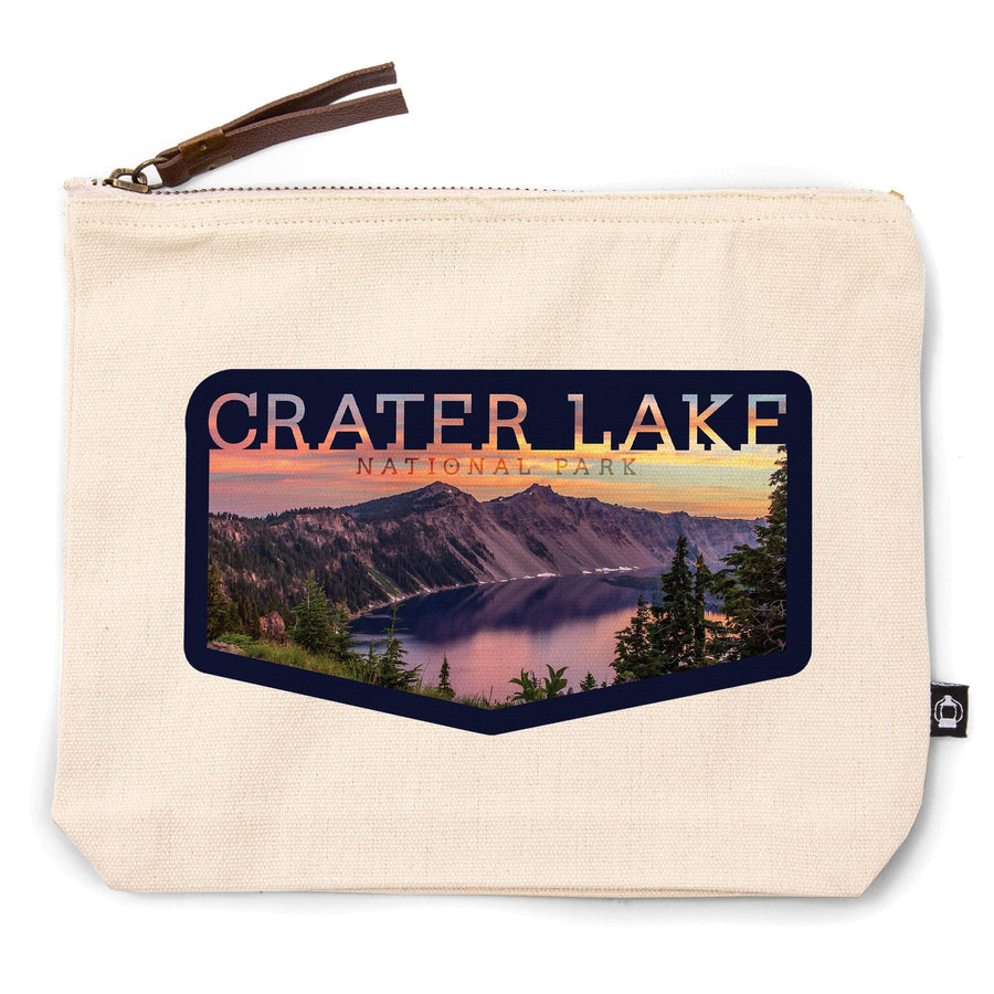 Crater Lake National Park, Oregon, Early Morning At Crater Lake, Organic Cotton Zipper Pouch, Go Bag Go Bag Lantern Press 
