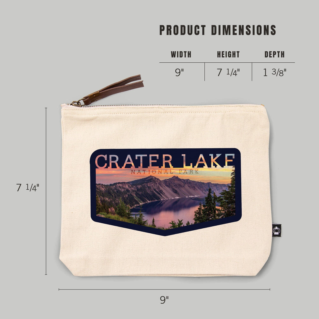 Crater Lake National Park, Oregon, Early Morning At Crater Lake, Organic Cotton Zipper Pouch, Go Bag Go Bag Lantern Press 