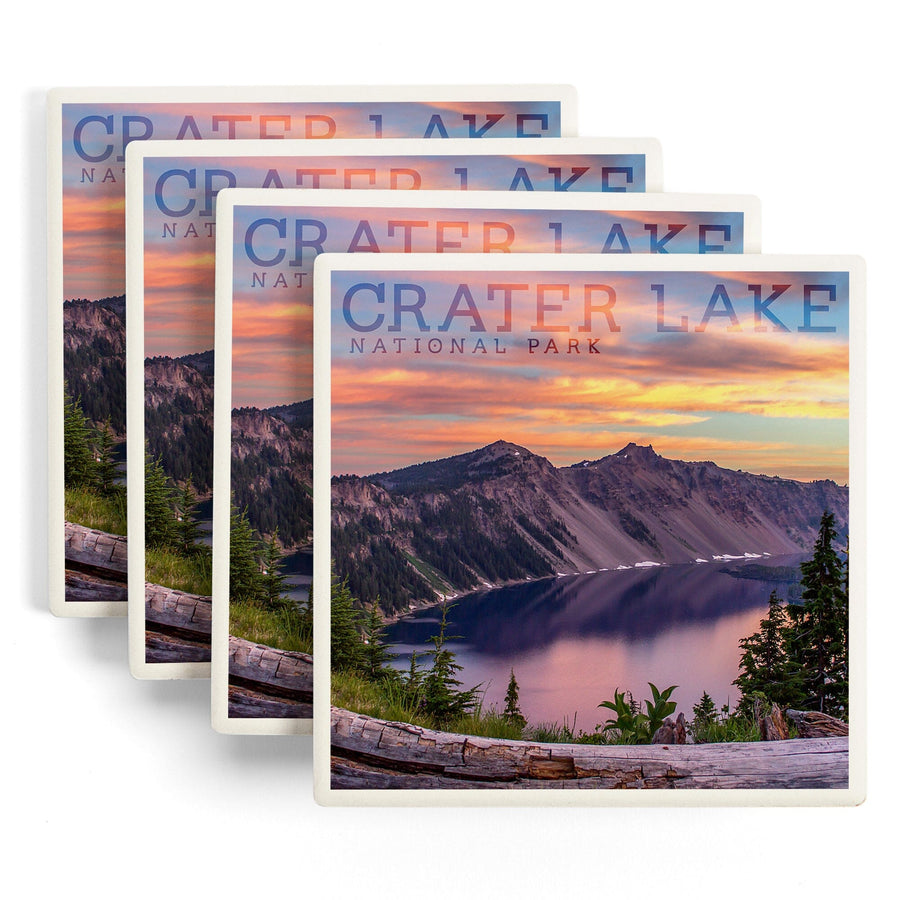 Crater Lake National Park, Oregon, Early Morning, Lantern Press Photography, Coaster Set - Lantern Press