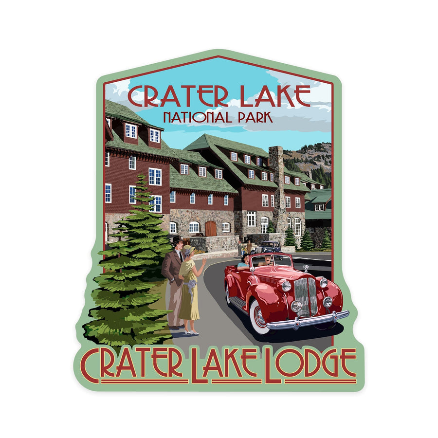 Crater Lake National Park, Oregon, Lodge Entrance, Contour, Vinyl Sticker Sticker Lantern Press 