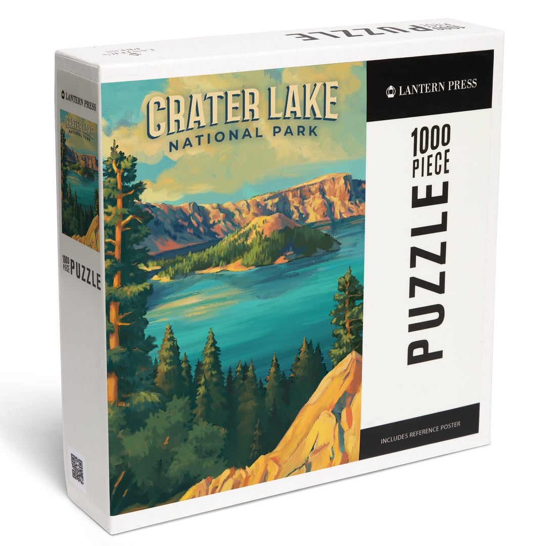 Crater Lake National Park, Oregon, Oil Painting National Park Series, Jigsaw Puzzle Puzzle Lantern Press 