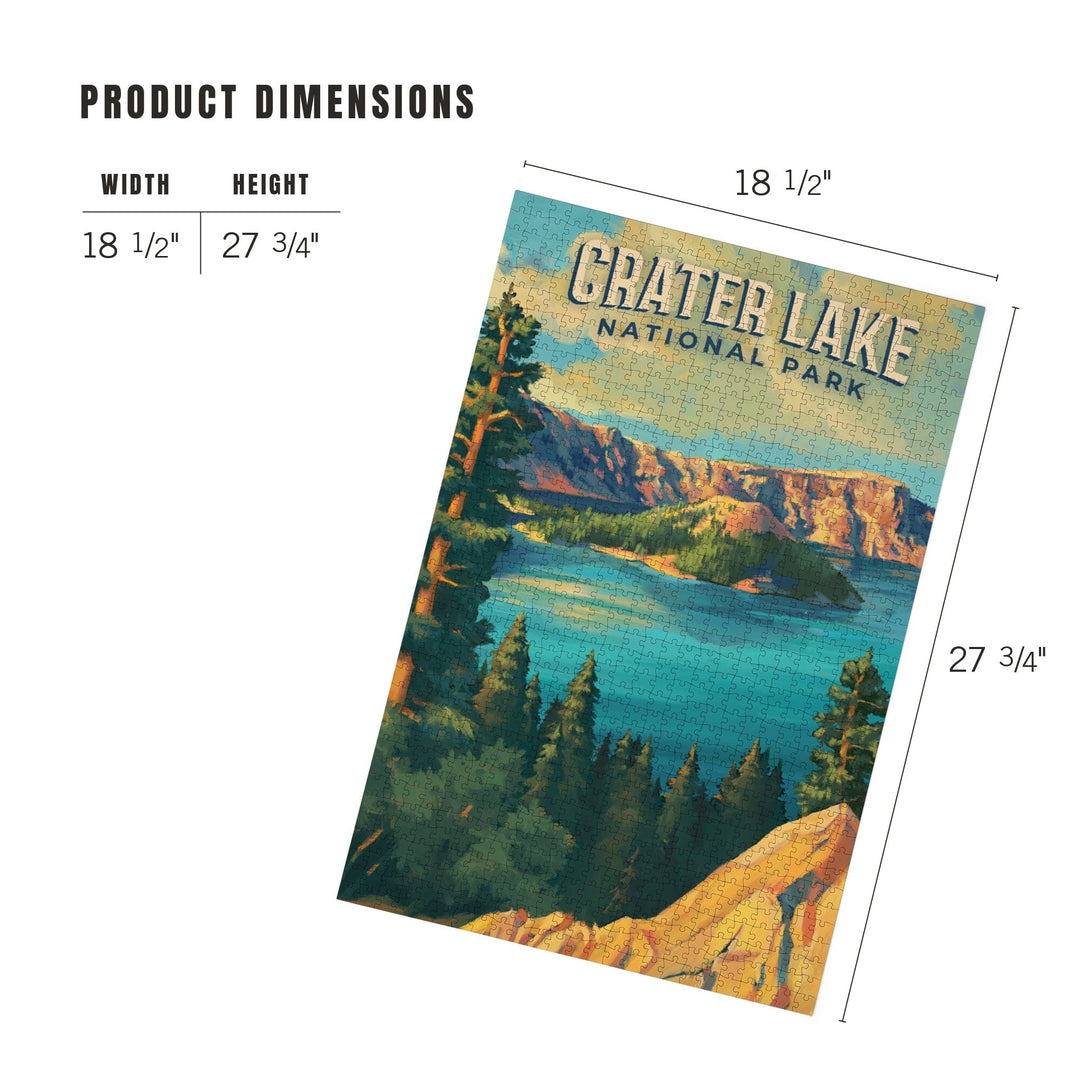 Crater Lake National Park, Oregon, Oil Painting National Park Series, Jigsaw Puzzle Puzzle Lantern Press 