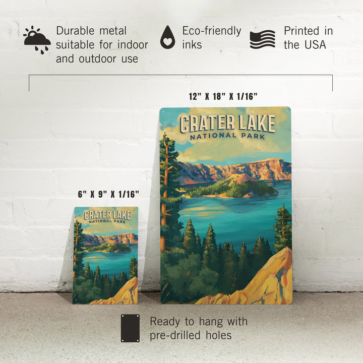 Crater Lake National Park, Oregon, Oil Painting National Park Series, Metal Signs Metal Lantern Press 