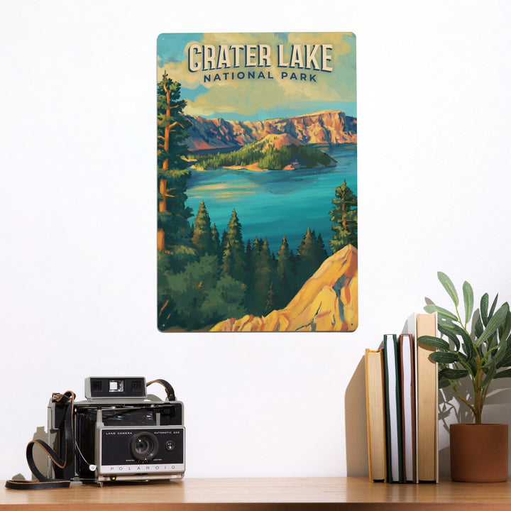 Crater Lake National Park, Oregon, Oil Painting National Park Series, Metal Signs Metal Lantern Press 