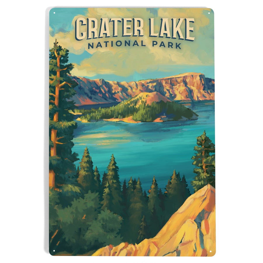 Crater Lake National Park, Oregon, Oil Painting National Park Series, Metal Signs Metal Lantern Press 