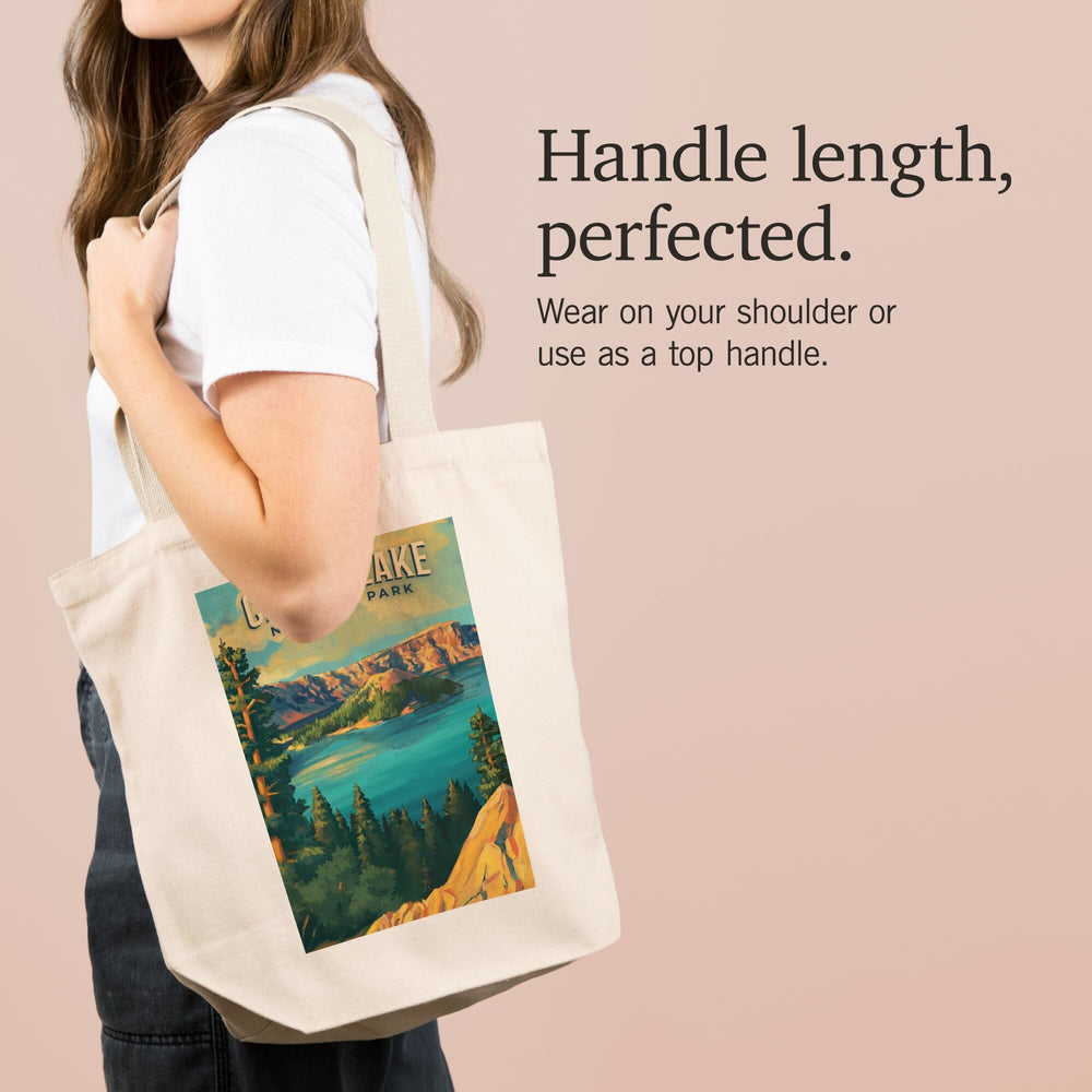 Crater Lake National Park, Oregon, Oil Painting National Park Series, Tote Bag Totes Lantern Press 