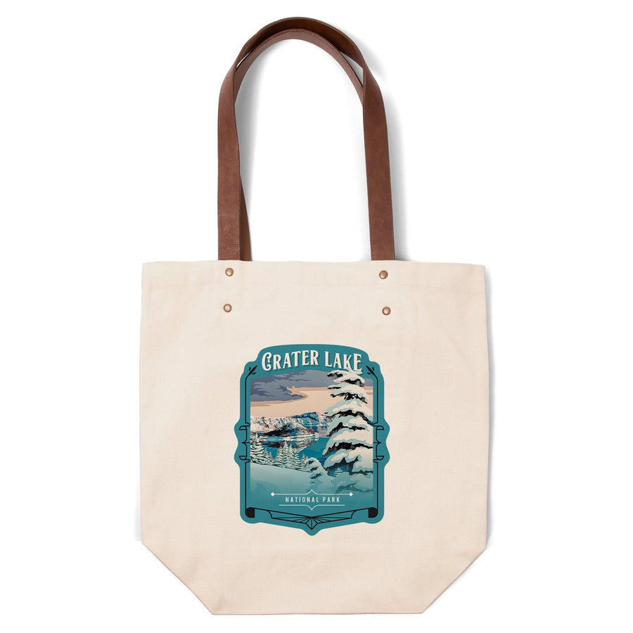 Crater Lake National Park, Oregon, Painterly National Park Series, Contour, Deluxe Tote Totes Lantern Press 